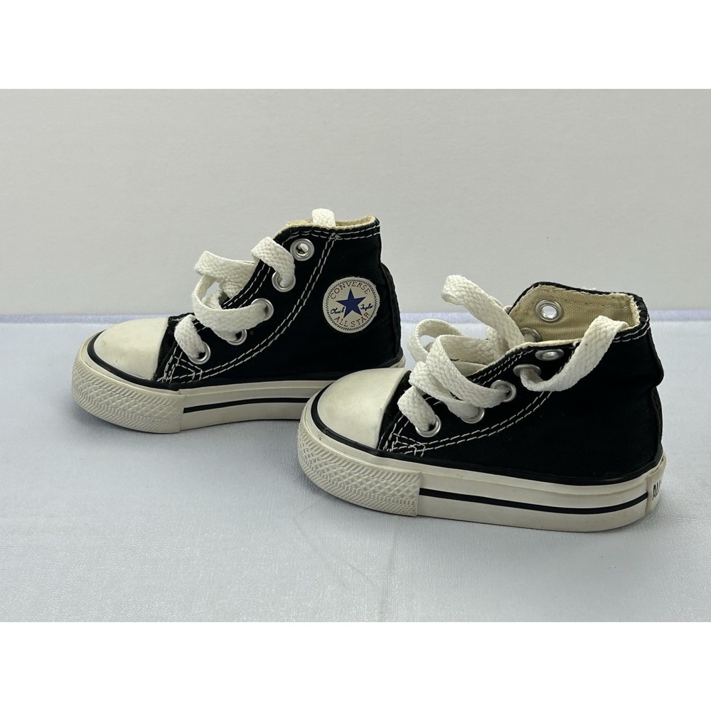 Converse All Star Infant Size 2 Black High Top Chuck Taylor Canvas Sneakers - Picture 1 of 9